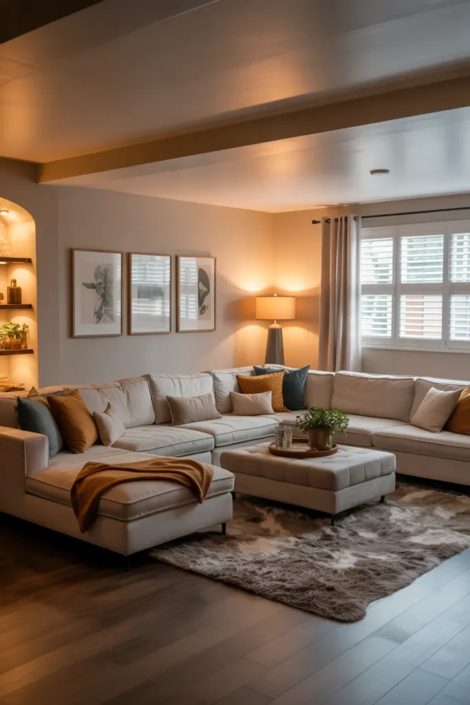 Basement Lounge with Sectional Sofas
