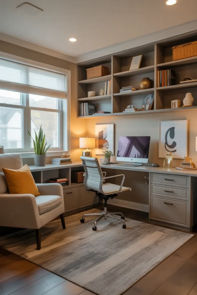 Basement Office with Cozy Corners