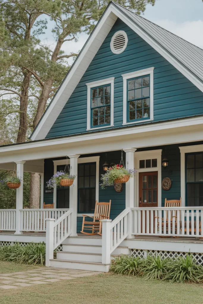  Blue Exterior with Wraparound Porch