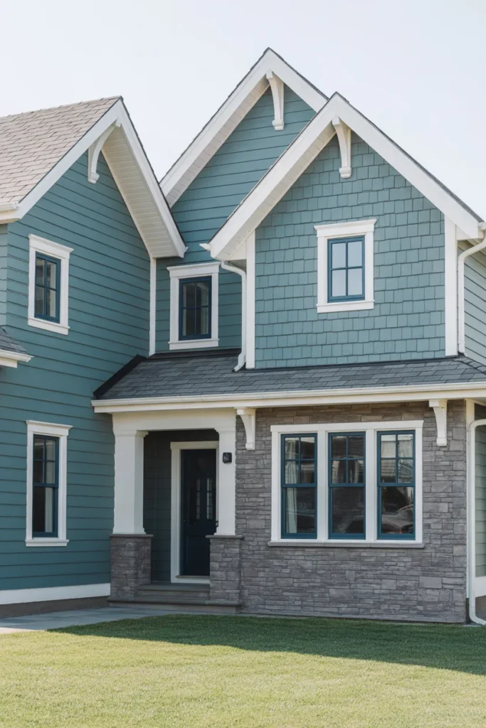  Blue-Gray with Stone Detailing