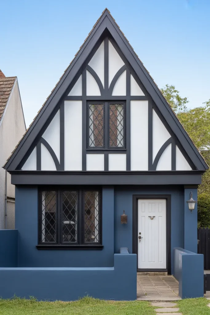  Dark Blue Tudor-Style Home
