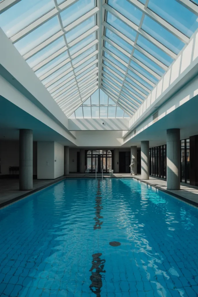 Indoor Pool with Skylight Ceilings