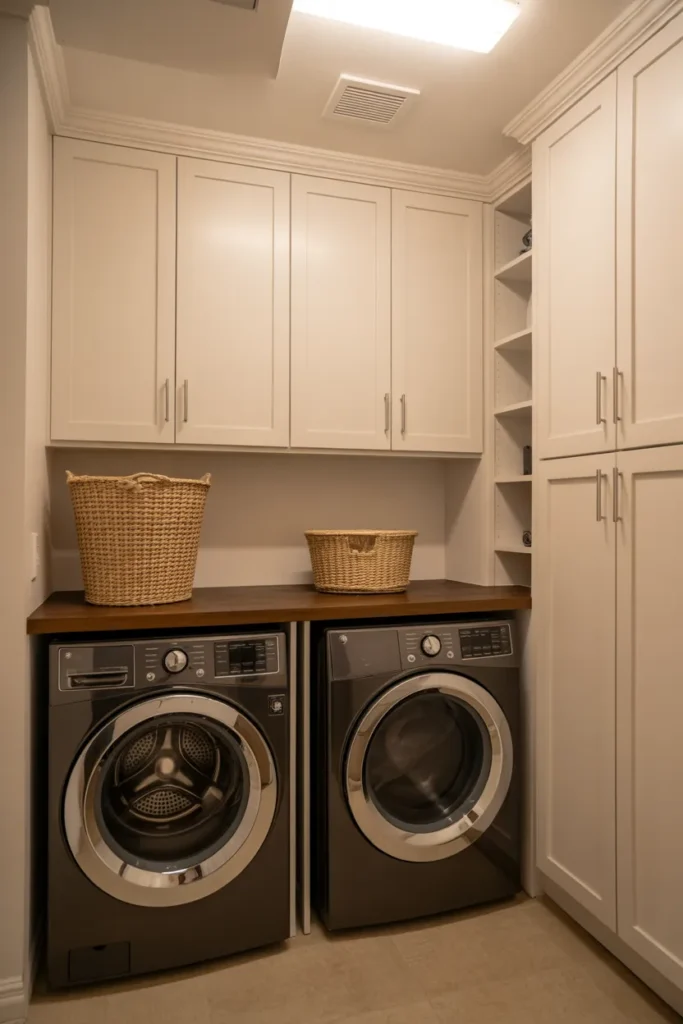 Laundry Room with Built-In Folding Station