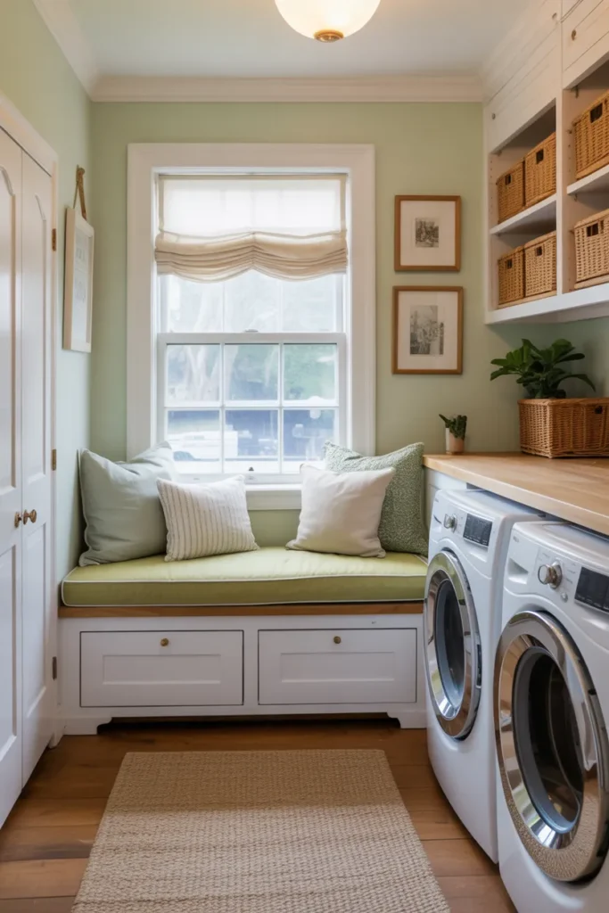 Laundry Room with Window Seat
