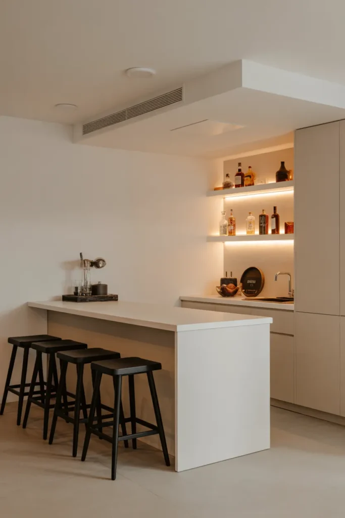 Modern Minimalist Basement Bar