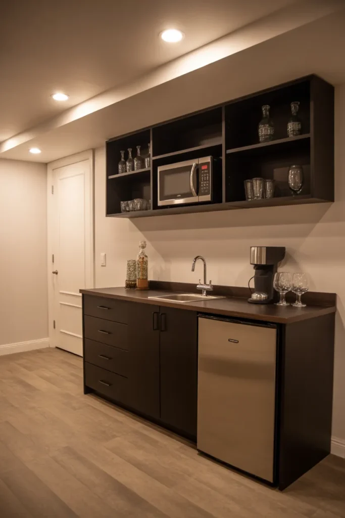Multifunctional Basement Bar and Kitchenette