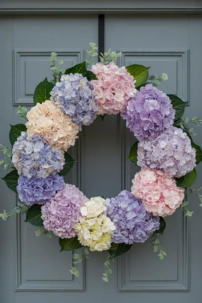 Pastel Hydrangea Wreath
