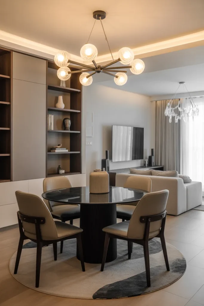 Statement Lighting to Unite Both Areas