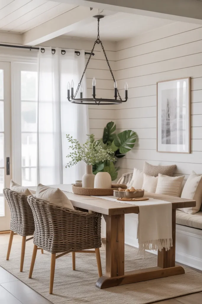 White Shiplap Walls and Cozy Textures