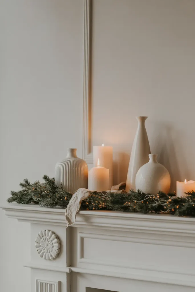 All-White Summer Mantel with Textures