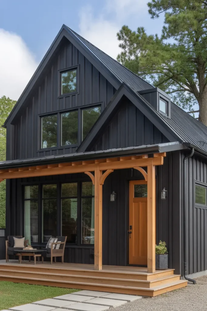  Black Farmhouse with Wood Accents