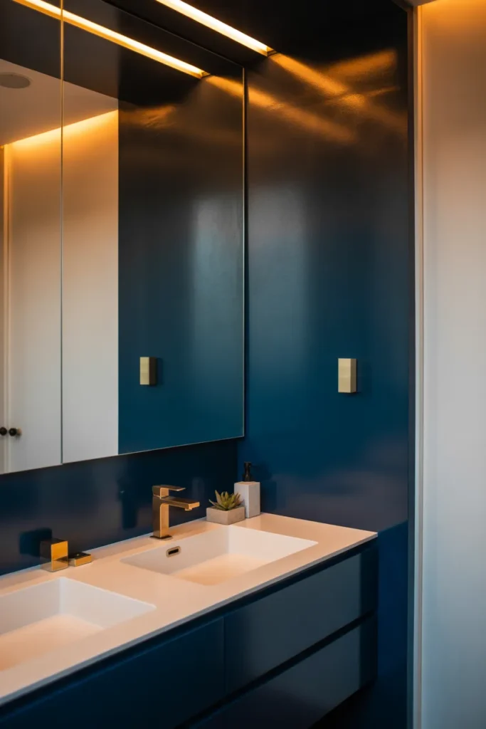  Blue Accent Wall Behind the Vanity