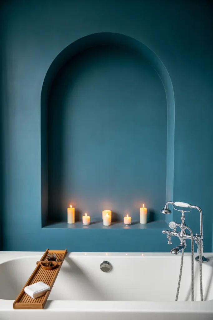 Blue Bathtub Niche for a Luxe Detail