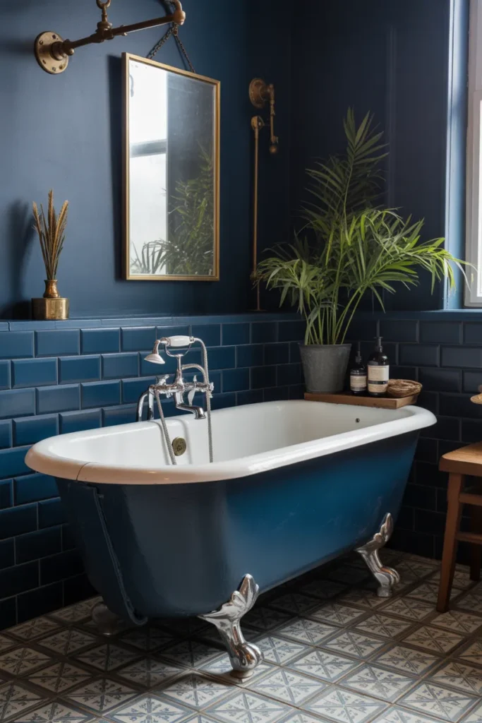 Blue Clawfoot Tub for Vintage Drama