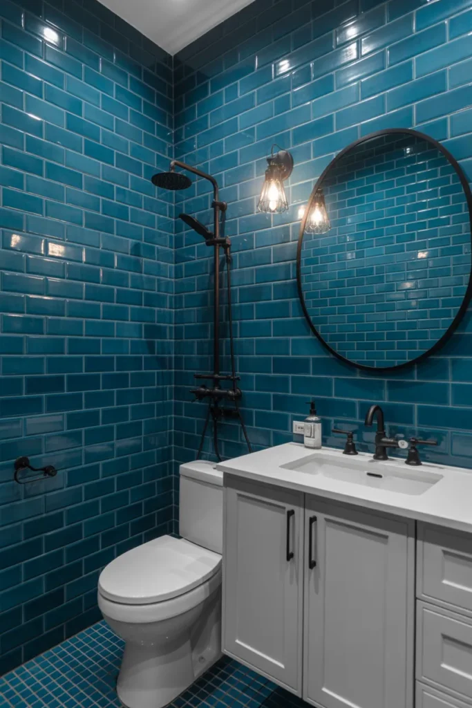 Blue Subway Tiles with a Glossy Finish
