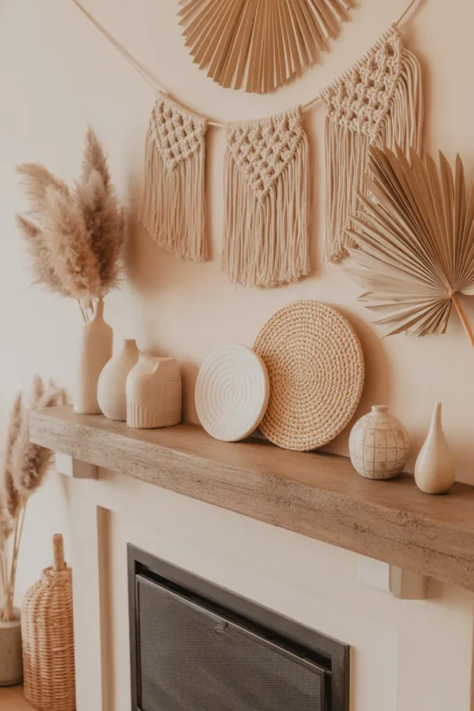 Boho Summer Mantel with Dried Florals