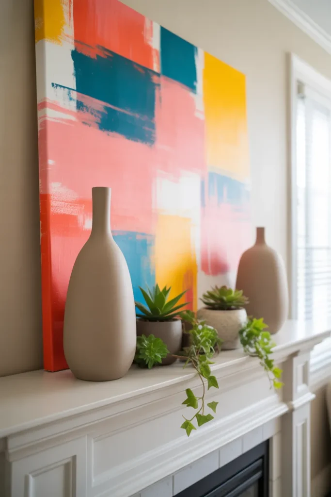 Bold Artwork Mantel with Summer Energy