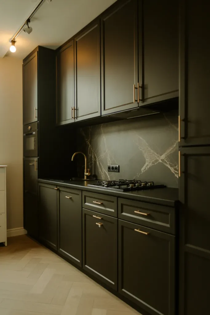 Bold Black Kitchenette