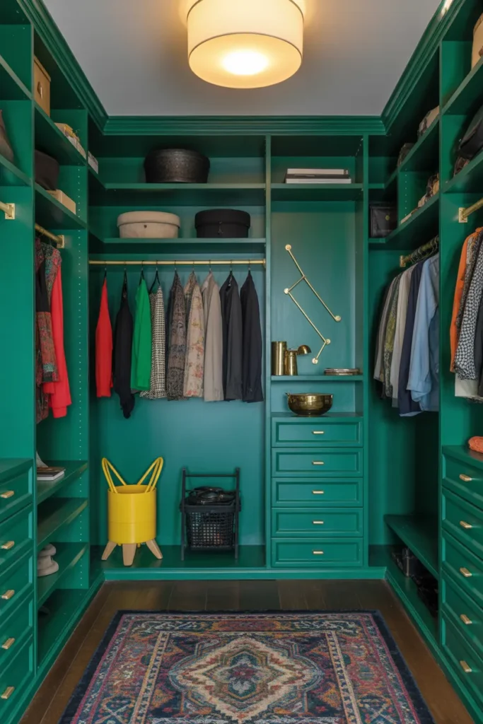 Bold Color Walk-In Closet Design