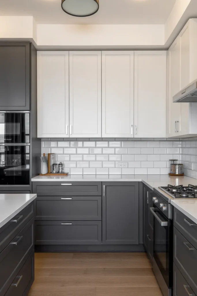 Charcoal Gray and White Cabinets for Chic Contrast