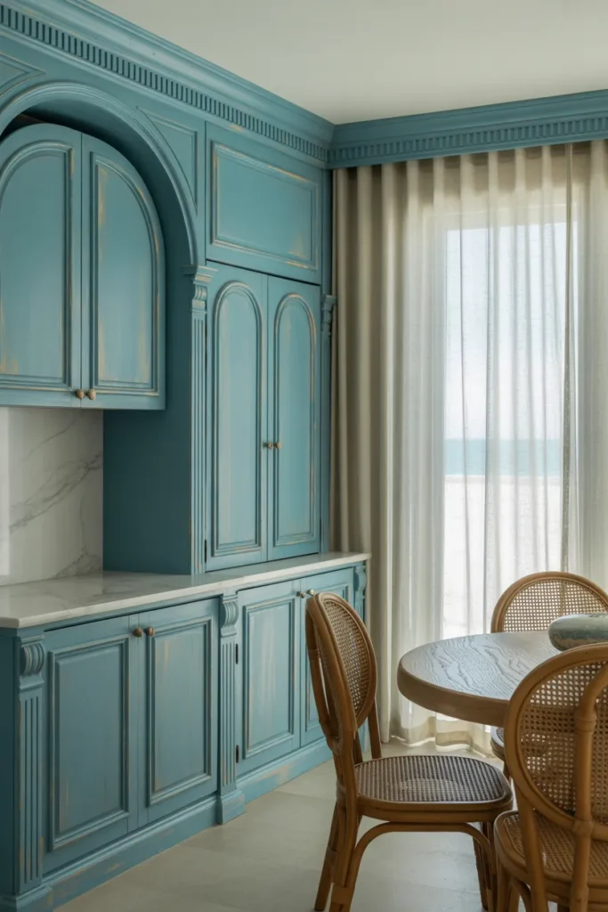 Coastal Blue Built-In Cabinets