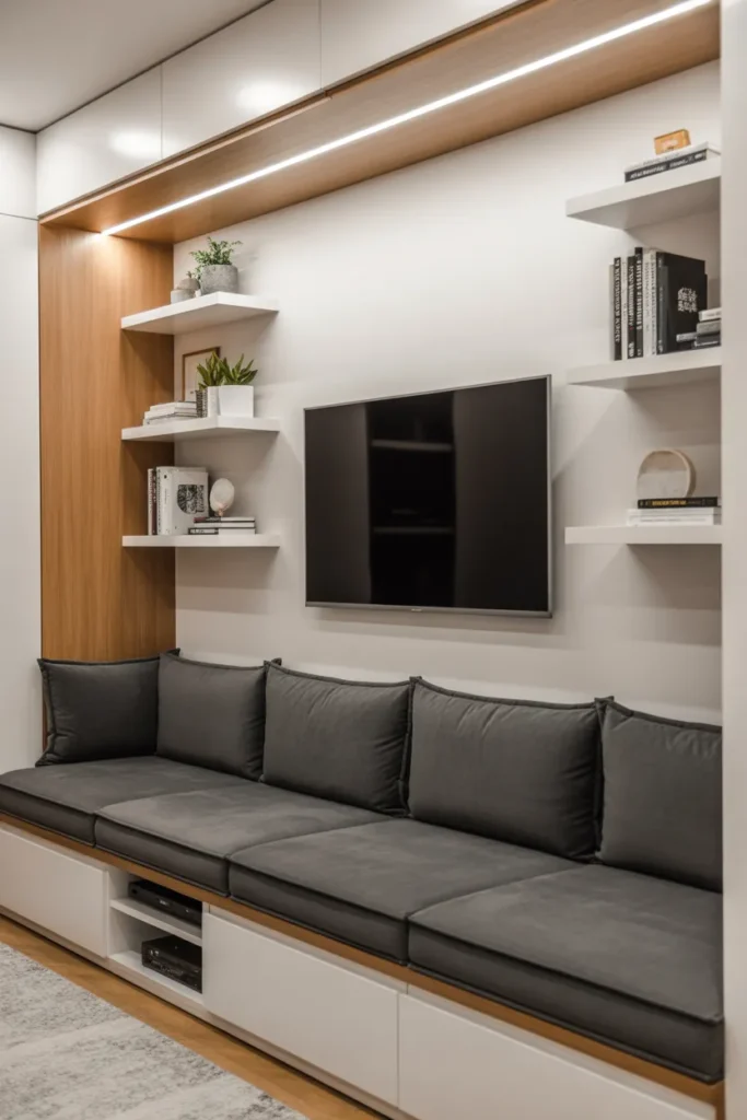 Compact Basement Media Nook