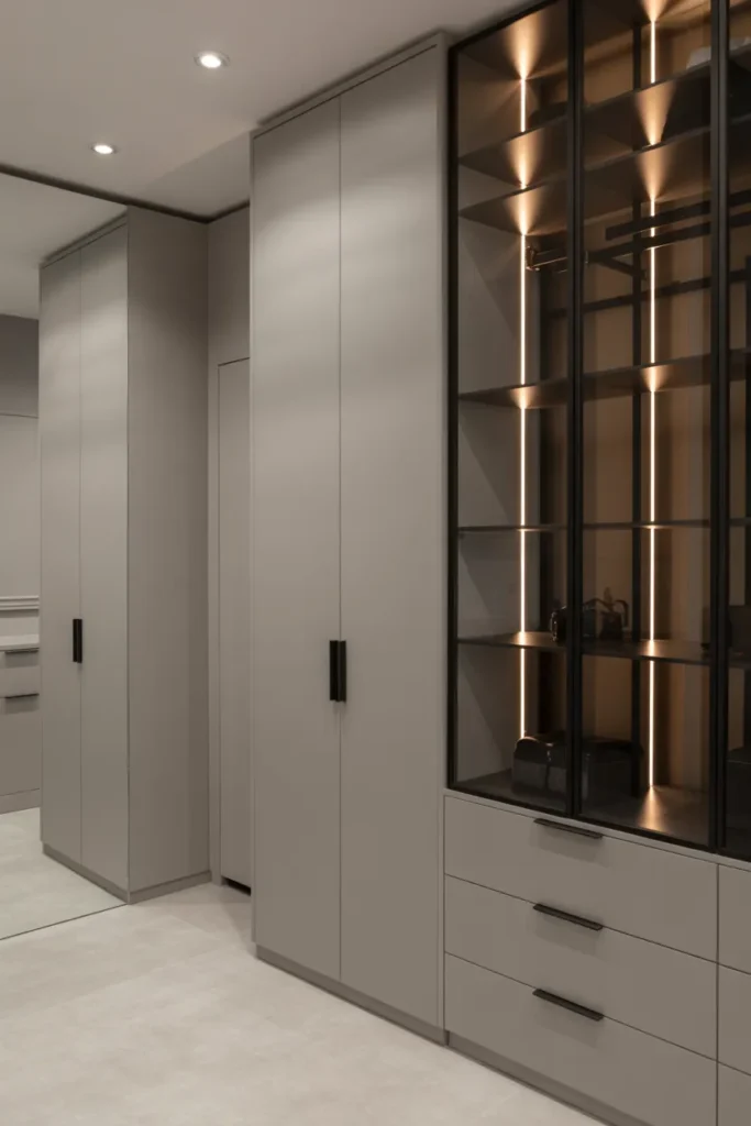 Contemporary Gray Walk-In Closet