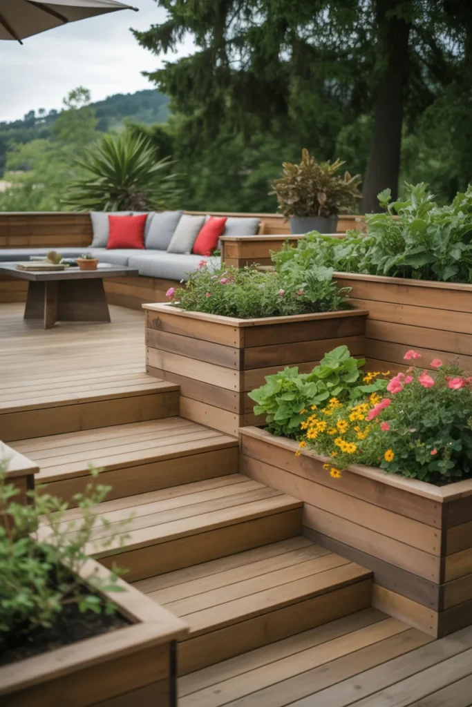 Deck with Built-In Planters for Natural Beauty