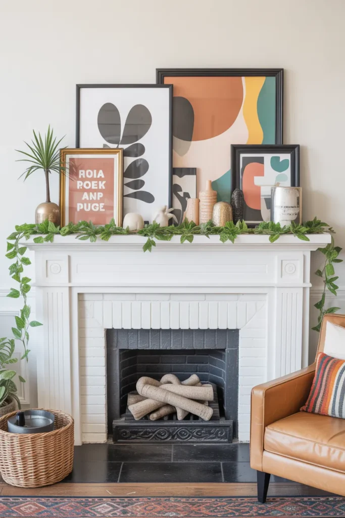 Eclectic Summer Mantel with Mixed Styles