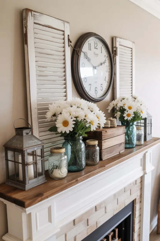 Farmhouse Summer Mantel with Rustic Charm