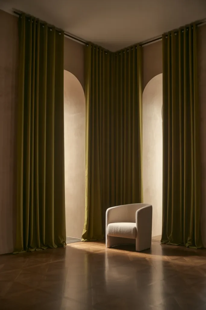 Forest Green Curtains for Depth