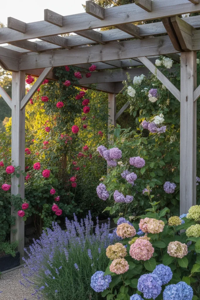 Garden Pergola with Flowering Plants