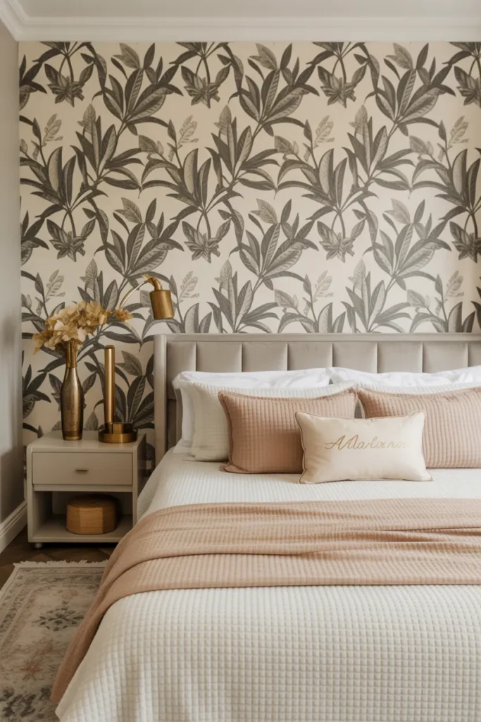 Guest Bedroom with Statement Wallpaper