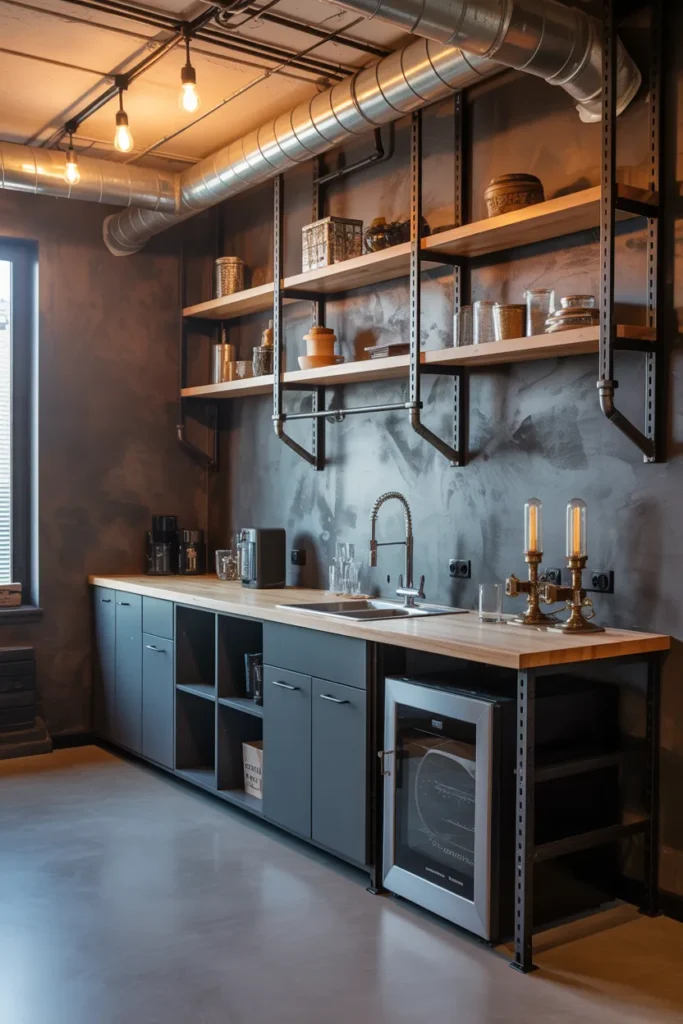 Industrial Basement Kitchenette