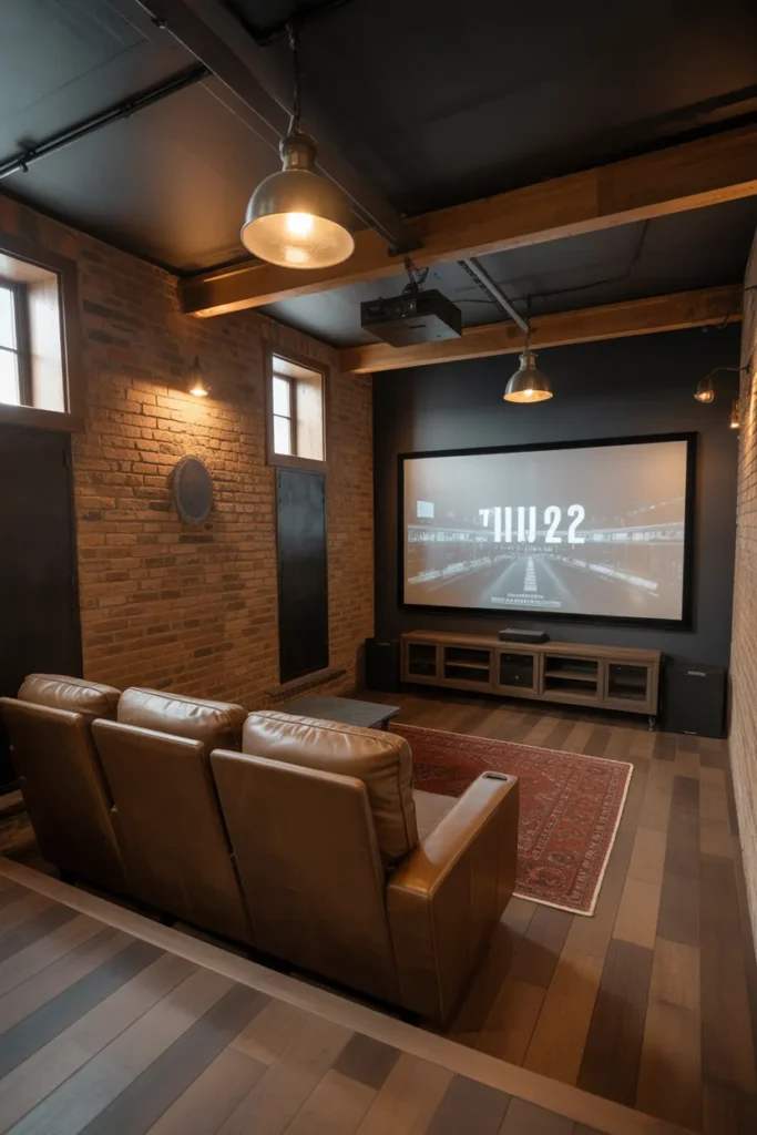 Industrial Basement Movie Room