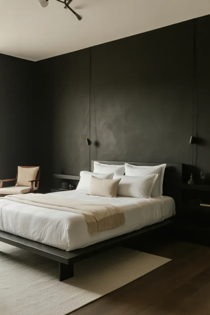 Minimalist Matte Black Bedroom
