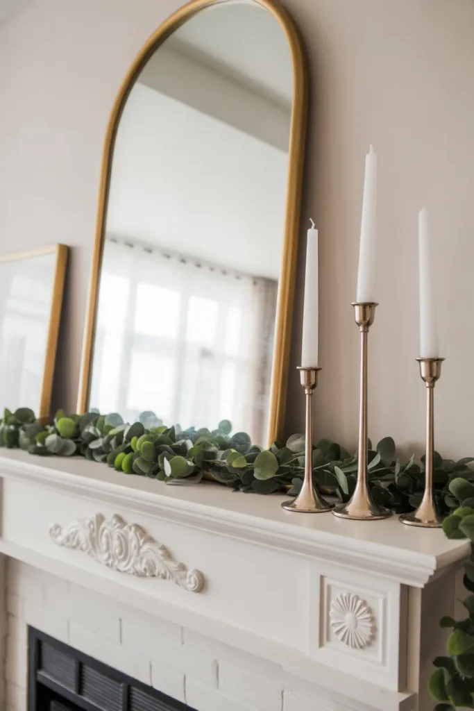 Modern Glam Mantel with Gold Accents