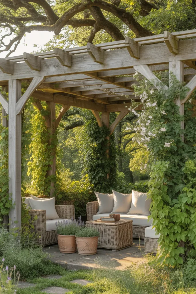 Pergola-Style Gazebo with Vines