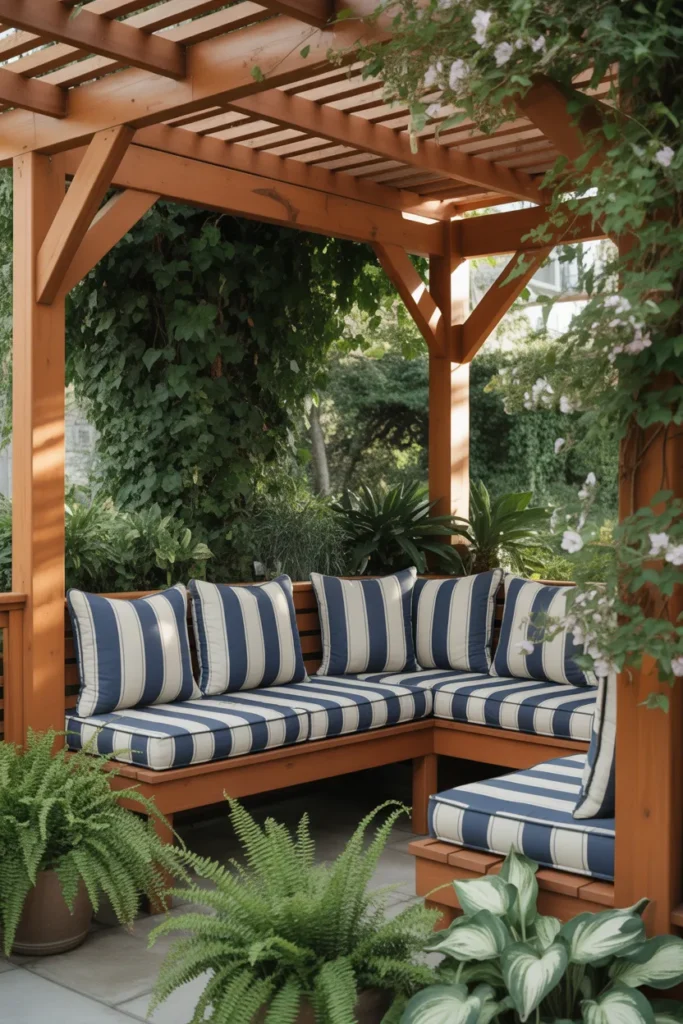 Pergola with Built-In Bench Seating