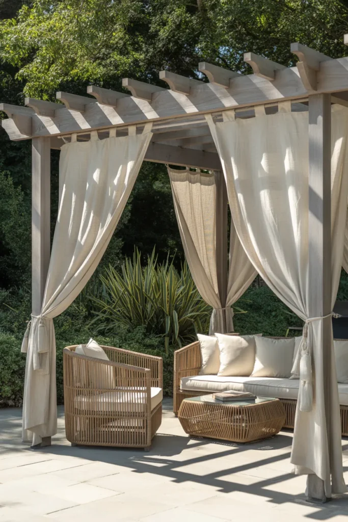  Pergola with Outdoor Curtains
