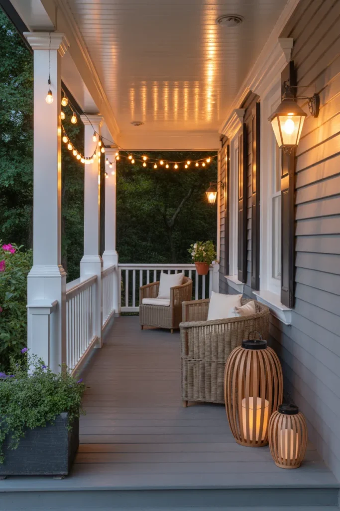Porch with Statement Lighting