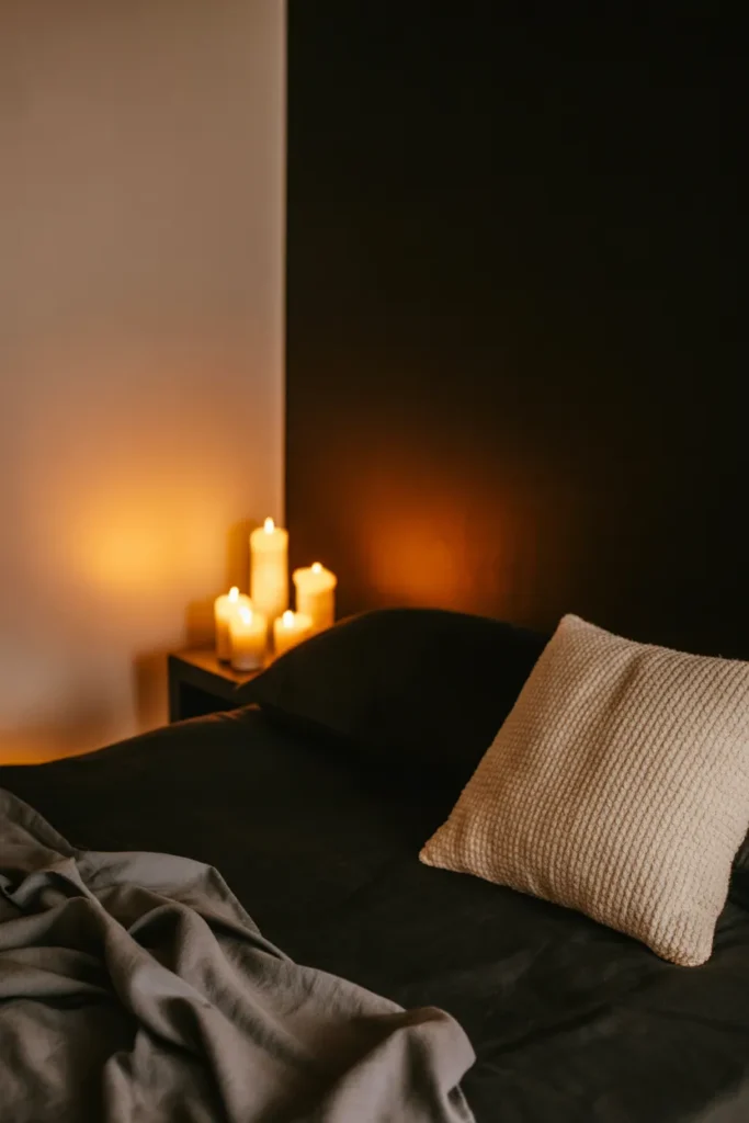 Romantic Candlelit Black Bedroom