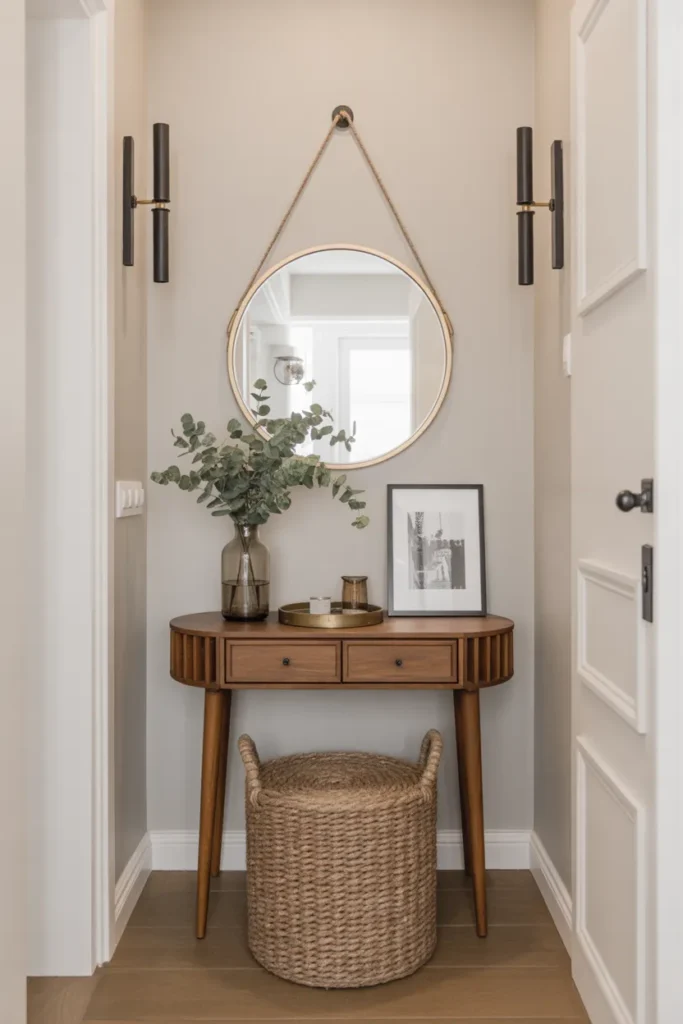 Sleek Console Table with Statement Mirror