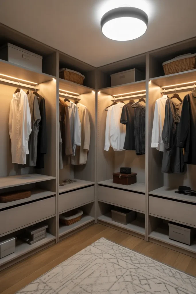 Smart Tech-Integrated Walk-In Closet