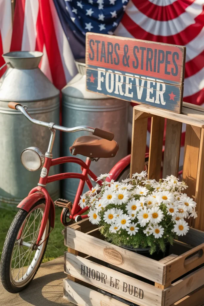 Vintage Patriotic Porch Display