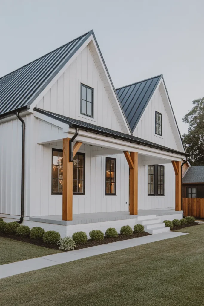 White Farmhouse with Black Trim