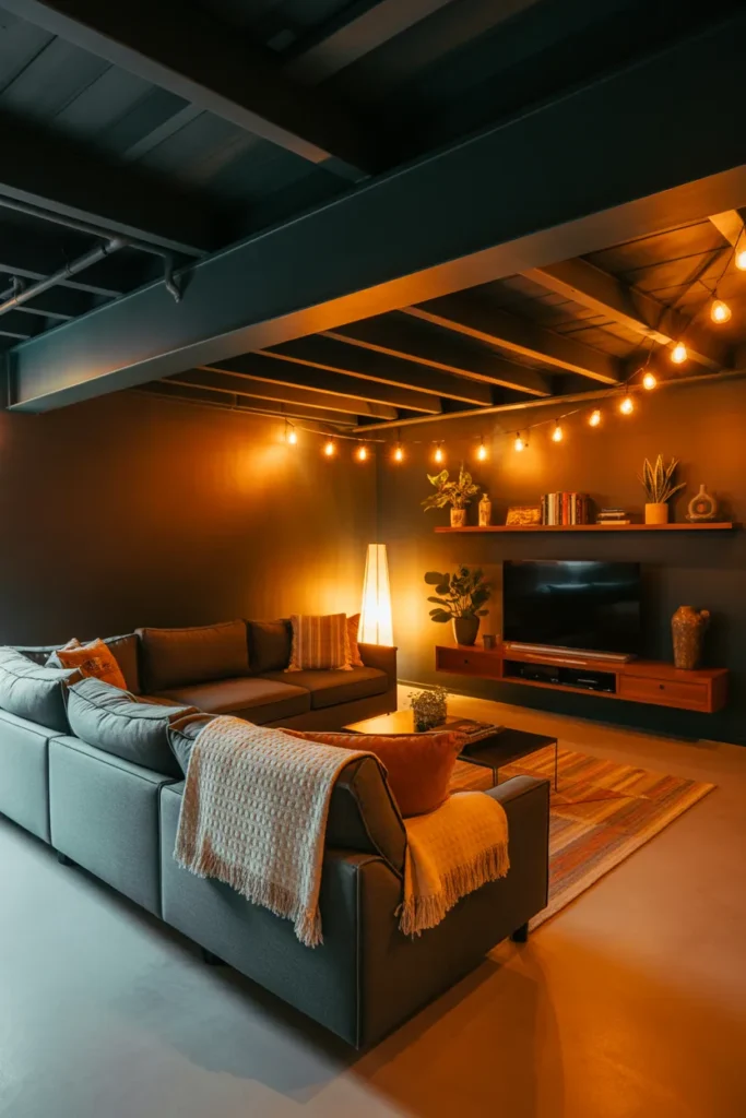 Create a Cozy Basement Family Lounge