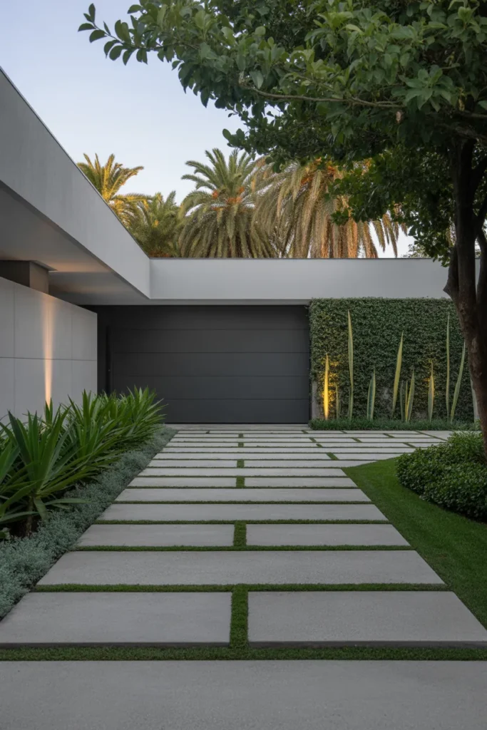  Modern Paver Driveway with Garden Borders