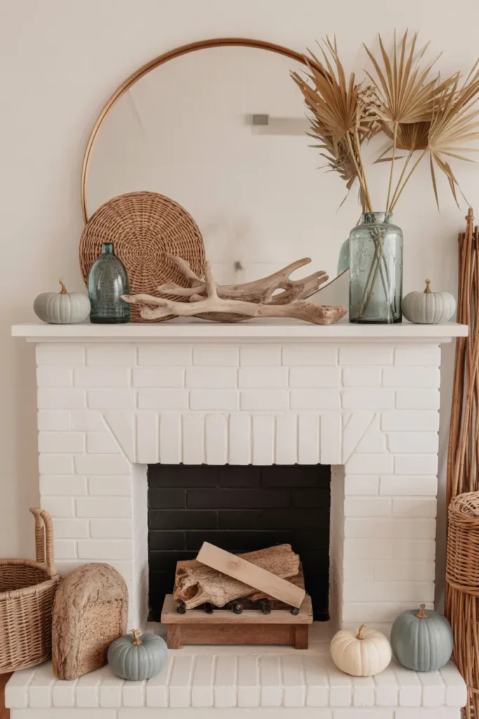 Coastal Fall Fireplace with Light Blues and Neutrals