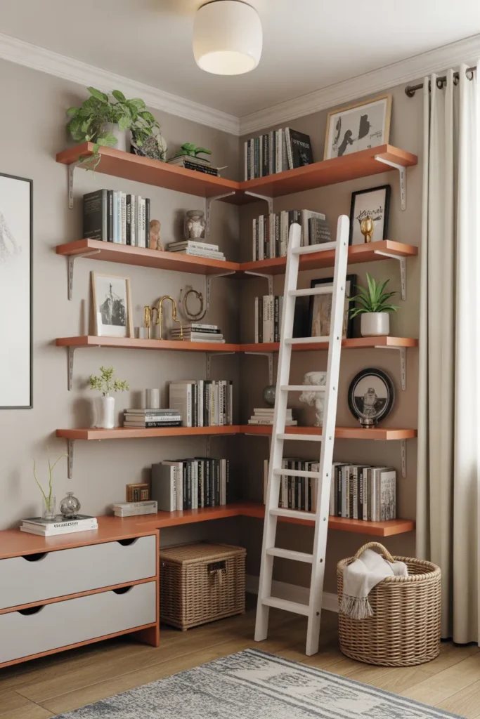   Corner Ladder with Floating Shelves